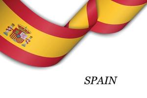 Waving ribbon or banner with flag of Spain vector