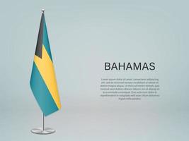 Bahamas colgando la bandera en el stand. plantilla para banner de conferencia vector