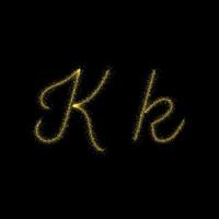 letra de brillo dorado k, fuente de rastro de brillo de estrella para su diseño vector