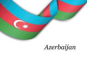 Waving ribbon or banner with flag of Azerbaijan vector