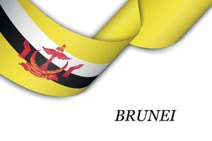 Waving ribbon or banner with flag of Brunei vector