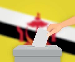 Brunei election banner background. Ballot Box with blurred flag Template for your design vector