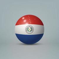 Bola o esfera de plástico brillante realista en 3d con bandera de paraguay vector