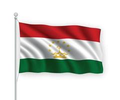 3d bandera ondeante Tayikistán aislado sobre fondo blanco. vector