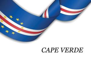 Waving ribbon or banner with flag of Cape Verde. vector