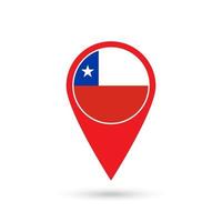 Map pointer with contry Chile. Chile flag. Vector illustration.