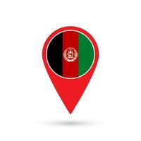 Map pointer with contry Afghanistan. Afghanistan flag. Vector illustration.