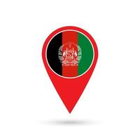 Map pointer with contry Afghanistan. Afghanistan flag. Vector illustration.