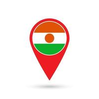 Map pointer with contry Niger. Niger flag. Vector illustration.