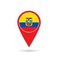 Map pointer with contry Ecuador. Ecuador flag. Vector illustration.