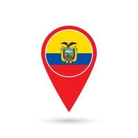 Map pointer with contry Ecuador. Ecuador flag. Vector illustration.