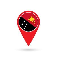 Map pointer with contry Papua New Guinea. Papua New Guinea flag. Vector illustration.