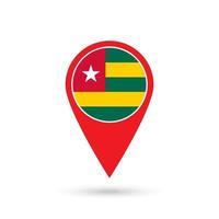 Map pointer with contry Togo. Togo flag. Vector illustration.