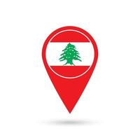 Map pointer with contry Lebanon. Lebanon flag. Vector illustration.