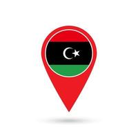 Map pointer with contry Libya. Libya flag. Vector illustration.