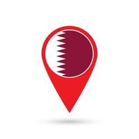 Map pointer with contry Qatar. Qatar flag. Vector illustration.