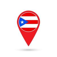 Map pointer with contry Puerto Rico. Puerto Rico flag. Vector illustration.