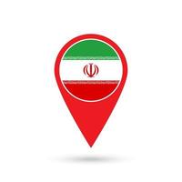 Map pointer with contry Iran. Iran flag. Vector illustration.
