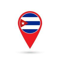 Map pointer with contry Cuba. Cuba flag. Vector illustration.