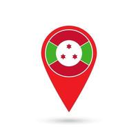 Map pointer with contry Burundi. Burundi flag. Vector illustration.