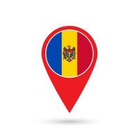 Map pointer with contry Moldova. Moldova flag. Vector illustration.