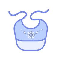 Blue Baby bib, apron for feeding. Newborn clothes. Child clothes for eating. Motherhood and childhood accessories. Pastel colors vector