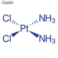 fórmula esquelética vectorial de cisplatino. molécula química del fármaco. vector