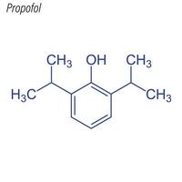 fórmula esquelética vectorial de propofol. molécula química del fármaco. vector