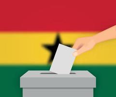 Ghana election banner background. Ballot Box with blurred flag Template for your design vector