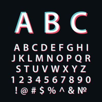 Vector Glitch alphabet. Modern social media font