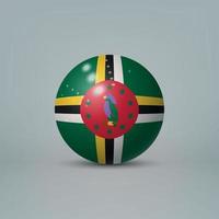 Bola o esfera de plástico brillante realista en 3d con bandera de dominicana vector