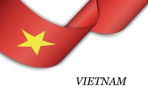 Waving ribbon or banner with flag of Vietnam vector