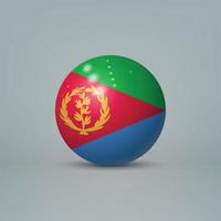 Bola o esfera de plástico brillante realista en 3d con bandera de eritrea vector