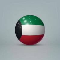 3d realistic glossy plastic ball or sphere with flag of Kuwait vector