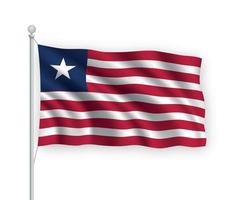 3d waving flag Liberia Isolated on white background. vector