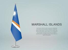 Marshall Islands hanging flag on stand. Template forconference b vector