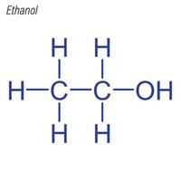 fórmula esquelética vectorial de etanol. molécula química antimicrobiana vector
