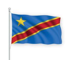 3d waving flag Democratic Republic Congo Isolated on white backg vector