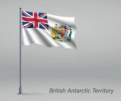 Waving flag of British Antarctic Territory - territory of United vector