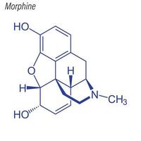 fórmula esquelética vectorial de morfina. molécula química del fármaco. vector