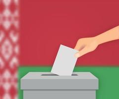 Belarus election banner background. Ballot Box with blurred flag Template for your design vector