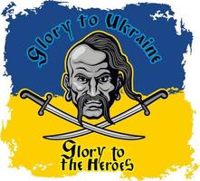 Ukrainian Cossack with a saber, grunge vintage design t shirts vector