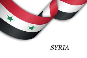Waving ribbon or banner with flag of Syria vector