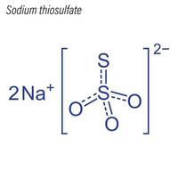 fórmula esquelética vectorial de tiosulfato de sodio. droga química mol vector