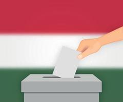 Hungary election banner background. Ballot Box with blurred flag Template for your design vector