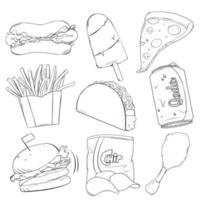 hand drawn monochrome junk food icon