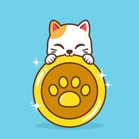 cute cat with gold coin vector