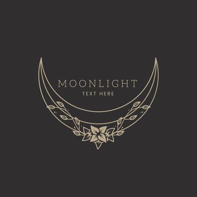 elegant moon floral frame logo template