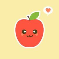 las ilustraciones de diseño de personajes de manzana fresca. colección de personajes de frutas ilustración vectorial de un personaje de manzana divertido y sonriente. vector