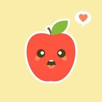 las ilustraciones de diseño de personajes de manzana fresca. colección de personajes de frutas ilustración vectorial de un personaje de manzana divertido y sonriente. vector